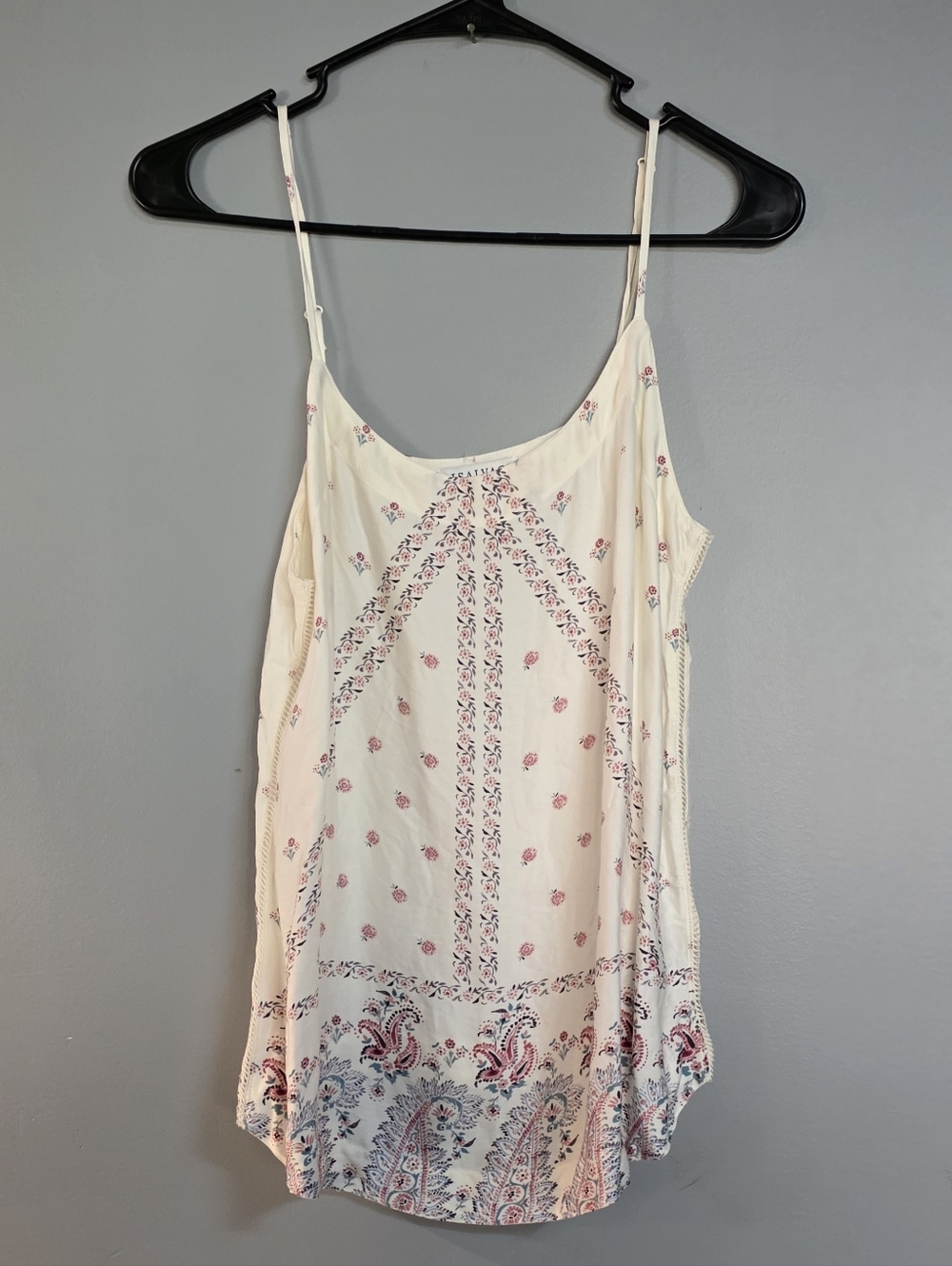 P.J. Salvage Cream Paisley Spaghetti-Strap Camisole with Pink & Blue Print